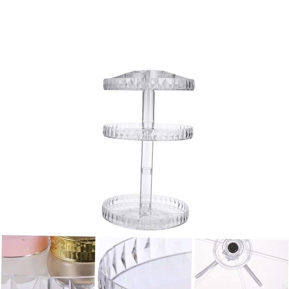 Acrylic 3 Tier Spinning Makeup Vanity Organizer Clear Rotating Storage Display - Picture 5 of 6